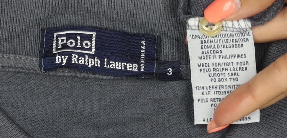 Ralph Lauren Mens Grey Cotton Logo Short Sleeve Polo Shirt L