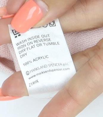 Marks & Spencer Women Pink UK 12 Beaded Round Neck Knit Jumper