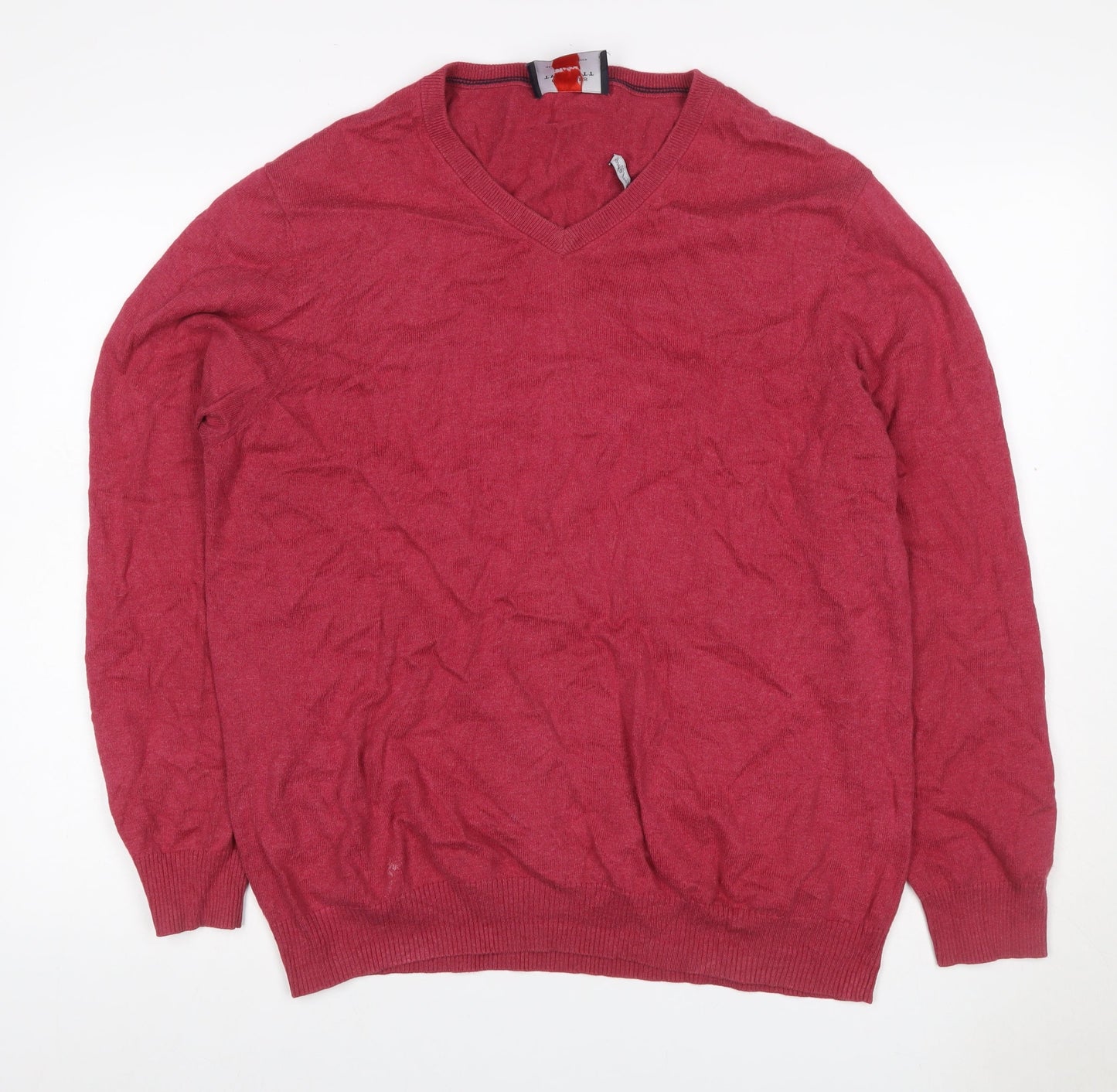 Charles Tyrwhitt Men’s Red L V-Neck Cotton Cashmere Pullover Jumper