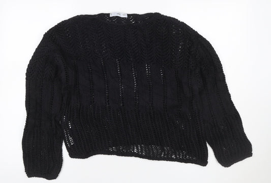 Mango Women’s Black M Cable Knit Open-Knit Long Sleeve Jumper