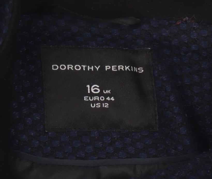 Additional view of Dorothy Perkins Women’s Navy Blue Textured Overcoat UK 16 Lined