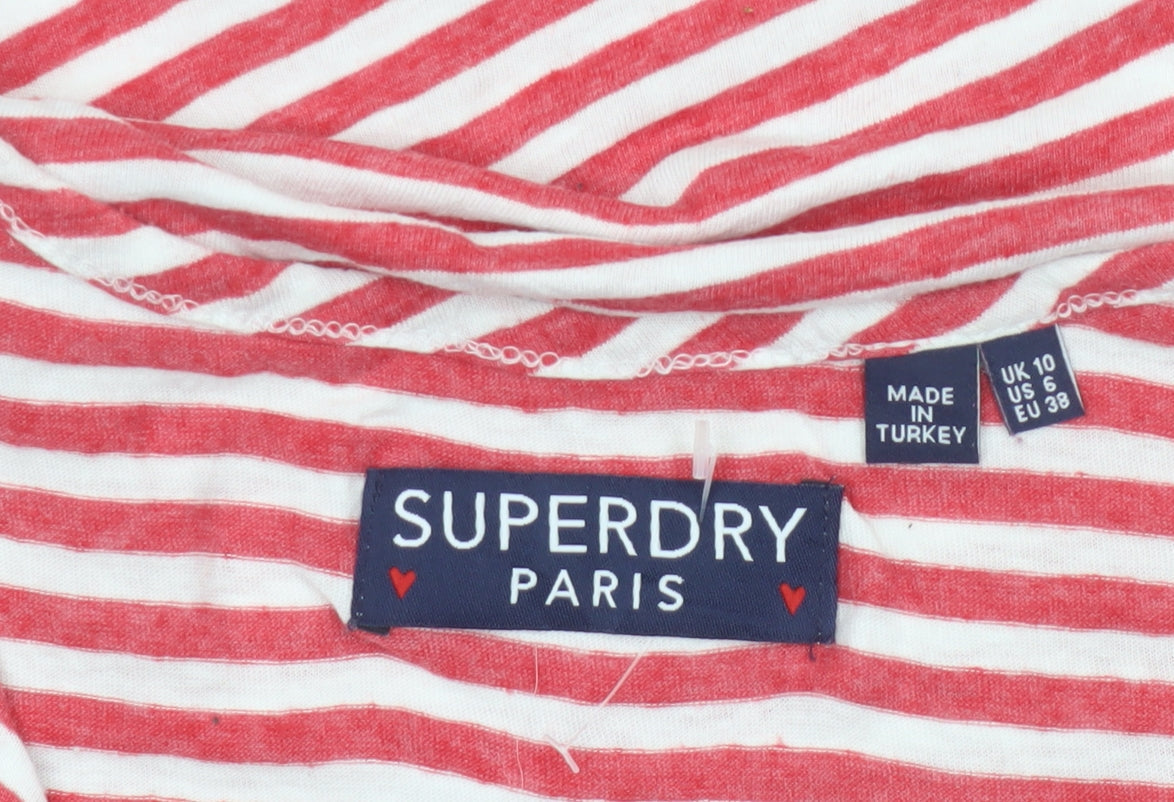 Superdry Women Red Stripe Paris Print Jersey Tank Top UK 10