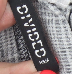 H&M Women’s Grey Check Paperbag Tapered Trousers UK 14
