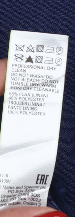 Additional view of Marks & Spencer unisex blue 42 tailored linen blend straight trousers