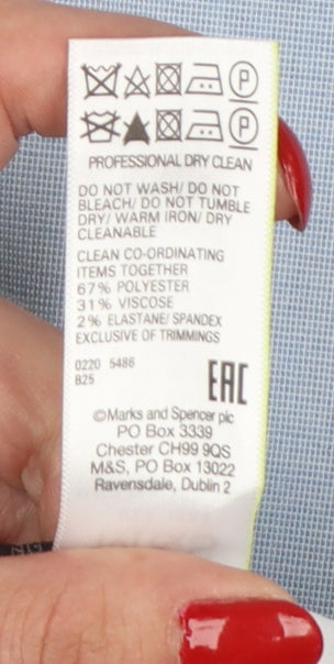 Marks and Spencer Men Blue Slim 32in Long Check Dress Trousers