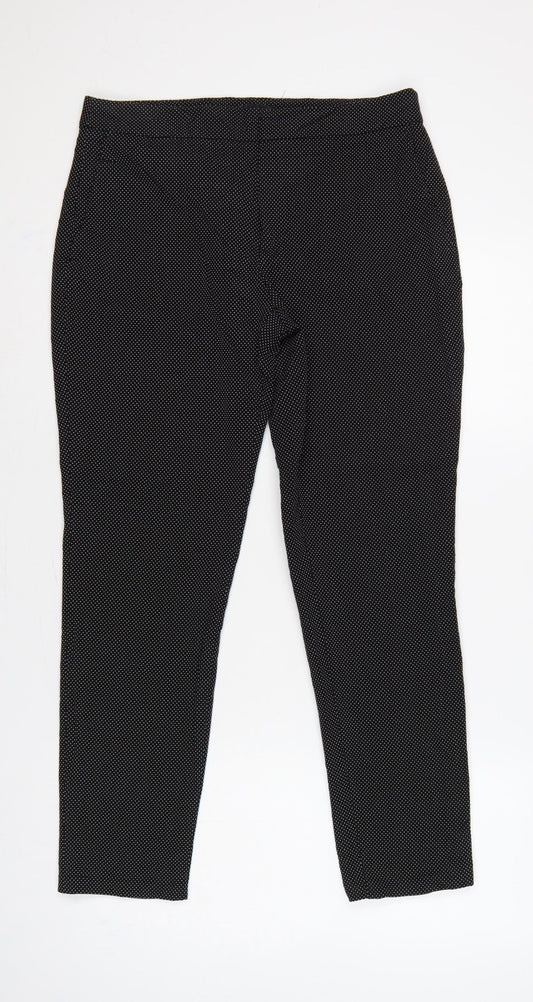 ZARA Women’s Black Polka Dot High Rise Skinny Trousers UK 10
