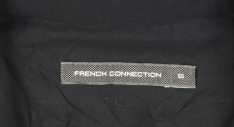 Brand and care label for French Connection Men's Black S Long Sleeve Point Collar Button-Up Shirt