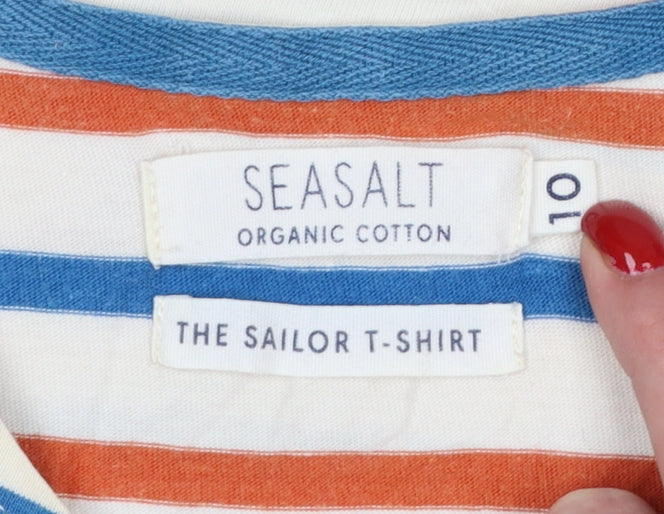 Seasalt Women Multicoloured UK 10 Sailor Striped Organic Cotton T-Shirt