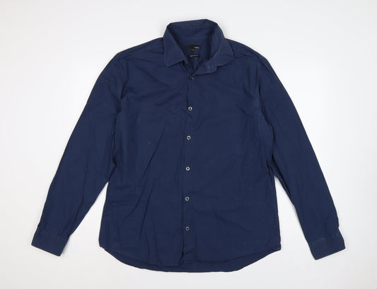 Back view of Next Men’s Blue XL Regular Fit Long Sleeve Button-Up Shirt