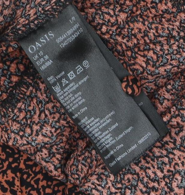 Oasis Women Orange Black UK 14 Fit & Flare Animal Print Tie Dress