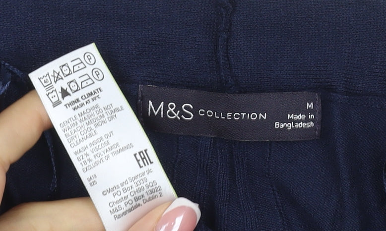 Marks and Spencer Women Blue M Open Longline Knit Cardigan