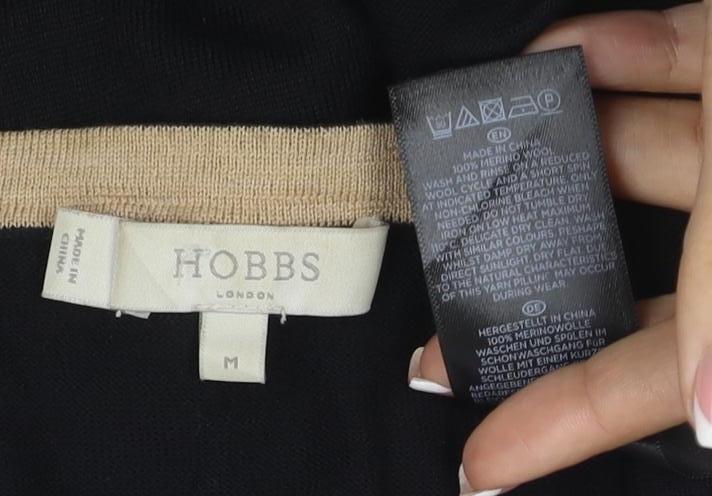 Hobbs Women Black M Merino Wool Button Round Neck Cardigan