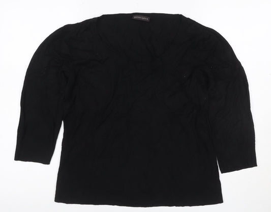 Additional front view of Principles Women’s Black, size UK 16, Knit Scoop Neck 3/4 Sleeve Top