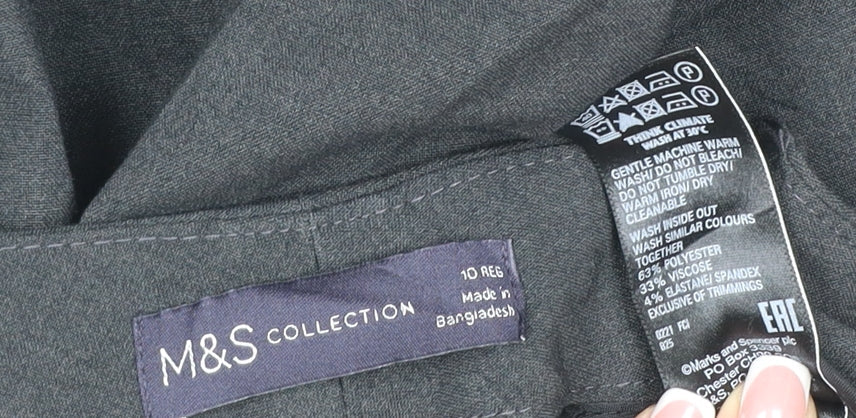 Marks & Spencer Women Black Size 10 Regular Straight Dress Trousers