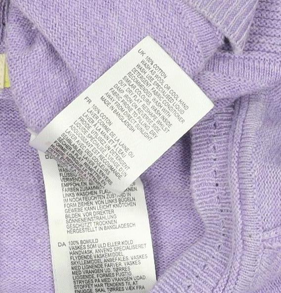 White Stuff Women Purple Bamboo Cardigan UK 12 Round Neck Long Sleeve