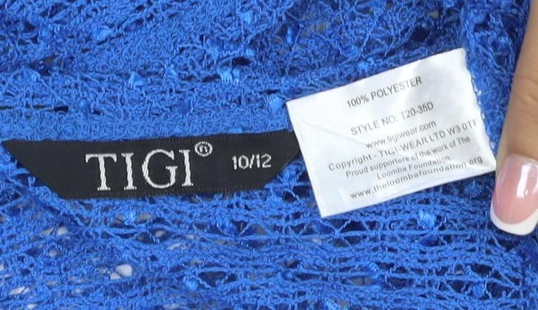 TIGI Women Blue UK 12 Crochet Wrap Tie Front Boho Blouse
