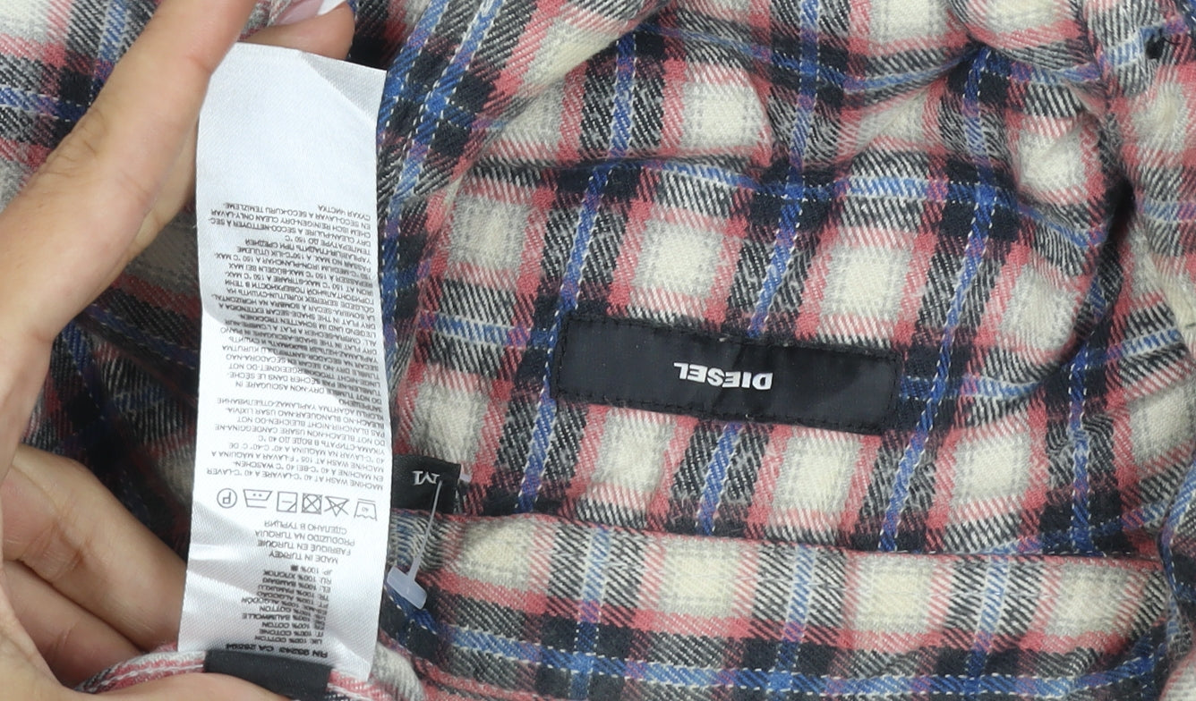 Diesel Men’s M Multicoloured Plaid Flannel Button-Up Shirt