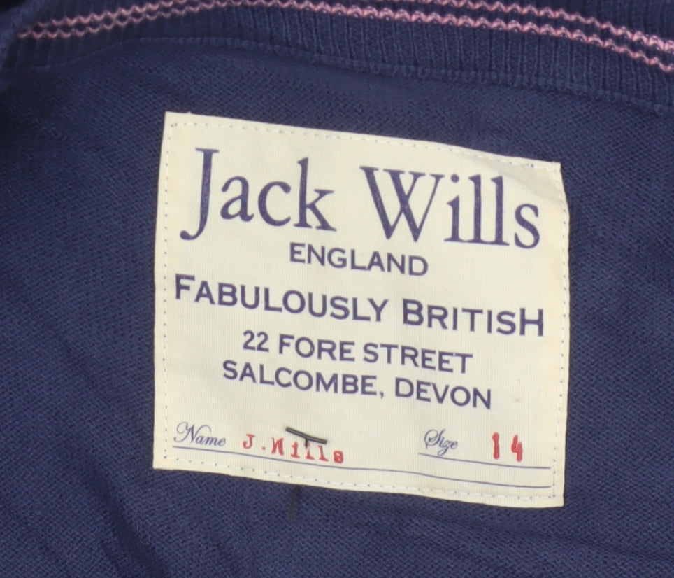 Jack Wills Women’s Blue Size 14 Cotton V-Neck Button Cardigan