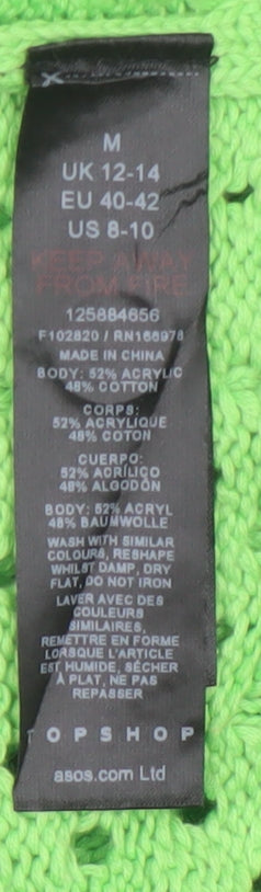 Topshop Women Green Crochet Knit Maxi Dress UK 12-14 Beach Boho