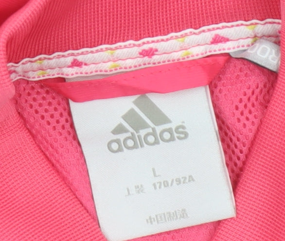 Additional view of Adidas Women Pink White UK 12 Bomber Jacket Short Sleeve Clima