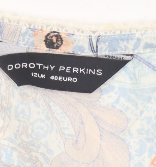 Additional view of Dorothy Perkins Women Blue Floral Lace Sleeveless Blouse UK 12
