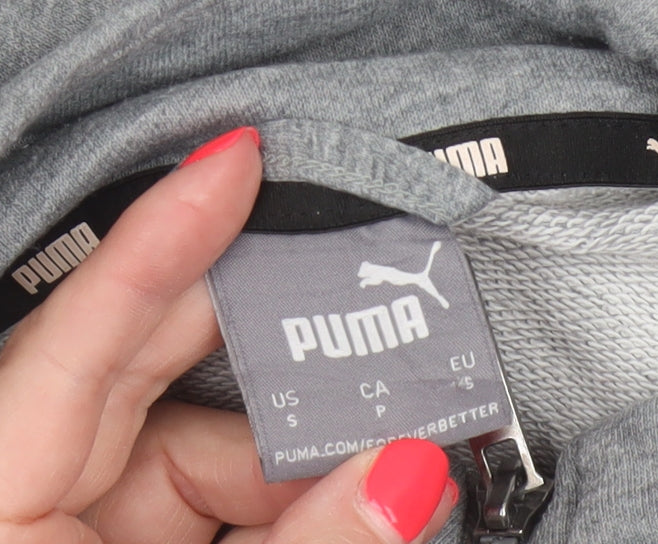 Puma Men Grey Size S Basic Full Zip Sports Jacket Logo