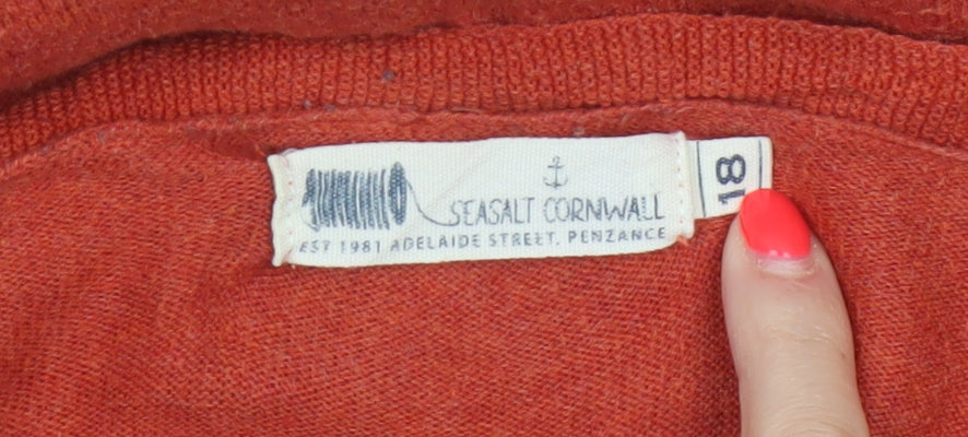 Seasalt Cornwall Women Orange UK 18 Cotton Button Pocket Cardigan