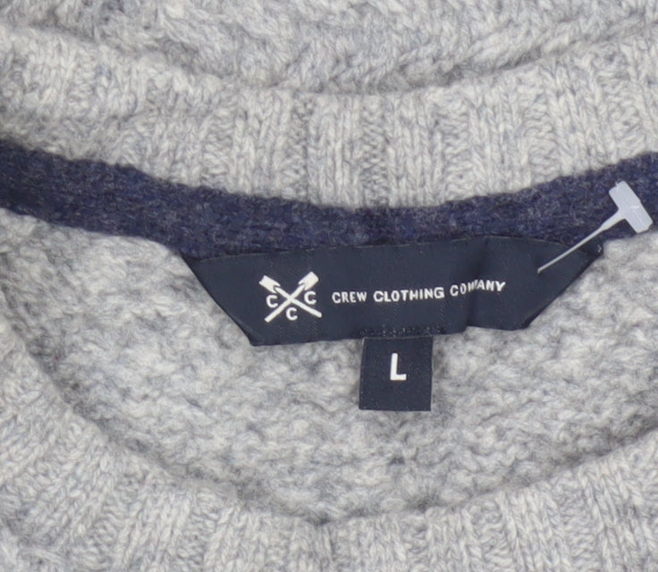 Additional view of Crew Clothing Men's Grey L Cable Knit Lambswool Blend Jumper