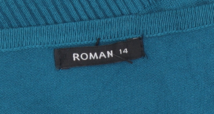 Additional view of Roman Women’s Blue, size UK 14, Button Detail Scoop Neck Knit Jumper