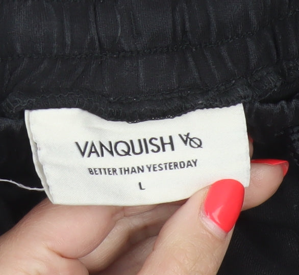 Vanquish Women’s Black L Tapered Jogger Trousers Zip Pockets