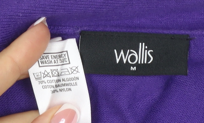 Wallis Women Purple M Open Front Knit Cotton Cardigan Long Sleeve