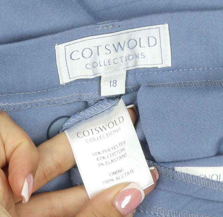 Brand and care label for Cotswold Collections Women Blue, size 18, Wide-Leg Lined Trousers