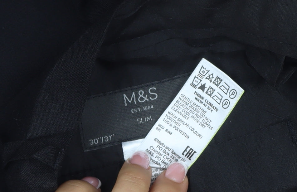 Marks & Spencer Men’s Black 30/31 Slim Fit Dress Trousers