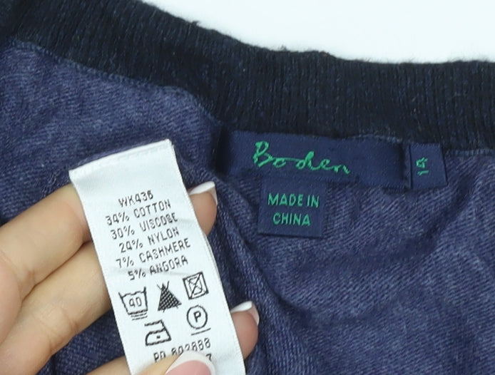 Boden Women’s Blue Cashmere Angora Blend Crew Neck Jumper UK 4