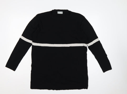Wallis Women’s Black White Stripe Tunic Jumper UK 14 Long Sleeve Knit