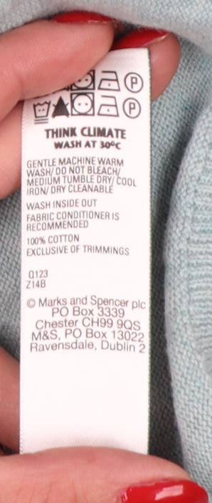 Marks and Spencer Men Green L Pure Cotton Crew Neck Pullover Jumper