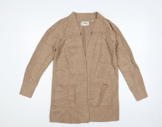 FatFace Women’s Beige UK 8 Cable Knit Open Cardigan Pockets