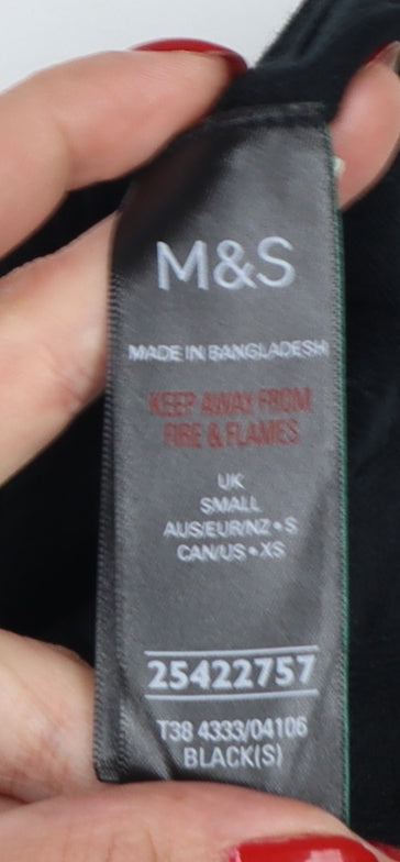Marks and Spencer Women Black S Tunic Rib Knit Tank Top
