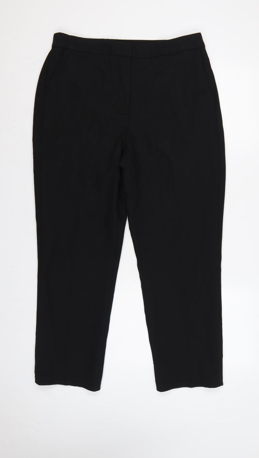 Additional front view of Jaeger Women’s Black UK 12 Straight Leg Stretch Dress Trousers