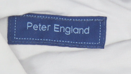 Peter England Men’s White 17.5in Classic Long Sleeve Button-Up Shirt