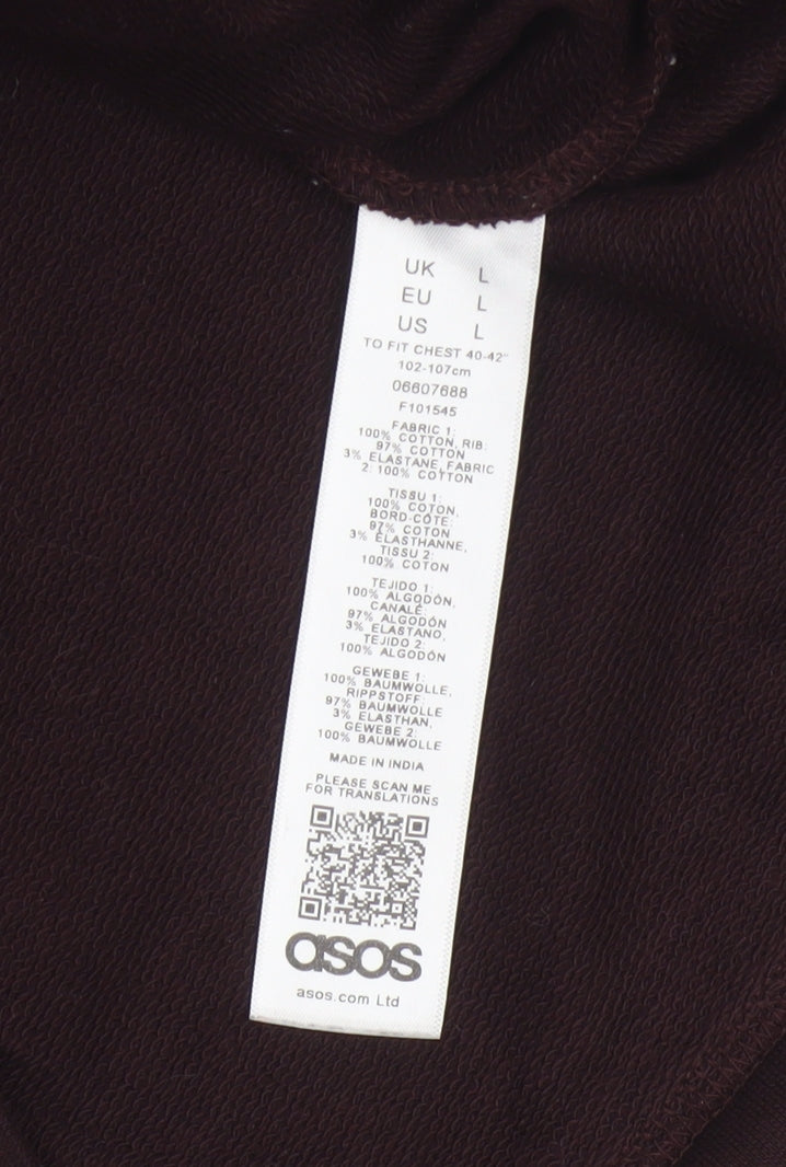 ASOS Men Brown L Pullover Crew Neck Cotton Sweatshirt
