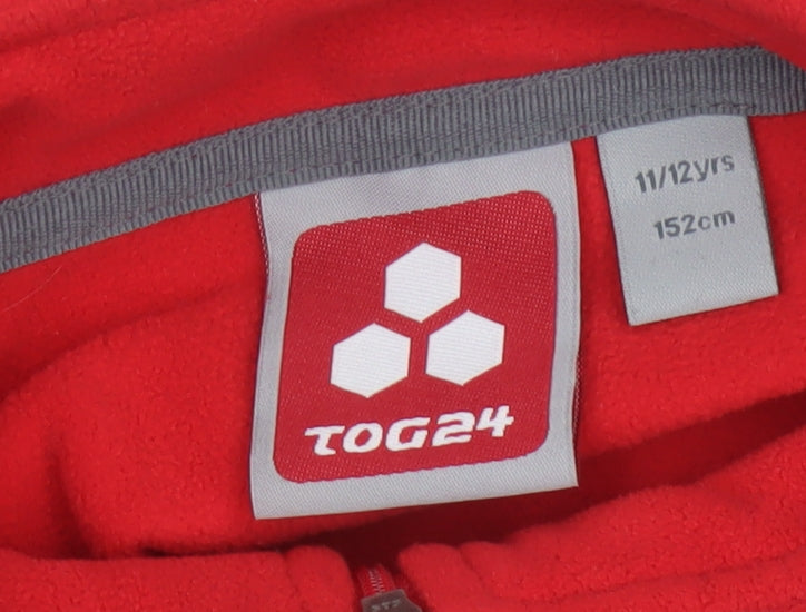 Additional view of TOG24 boys’ red 11-12 years fleece 1/4 zip high neck sweatshirt