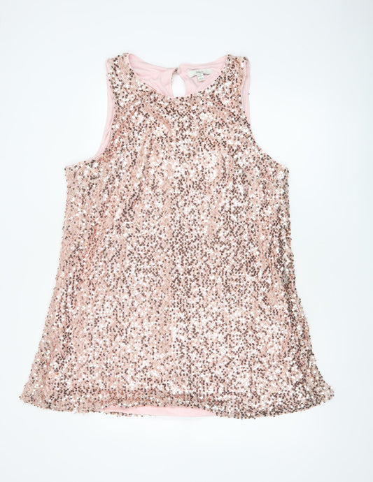 Marks and Spencer Women Pink UK 22 A-Line Sequin Party Dress