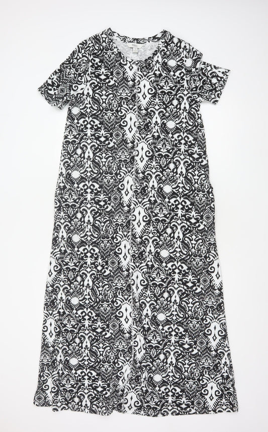 Marks & Spencer Women's Black White Size 10 A-Line Maxi Geometric Dress