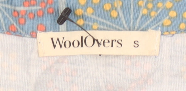WoolOvers Women Blue Floral Modal Cotton Shift Dress Size S Long Sleeve