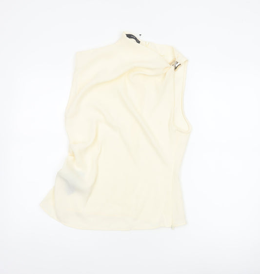 Mango Women Ivory UK 10 Basic One Shoulder Long Sleeve Buckle Blouse
