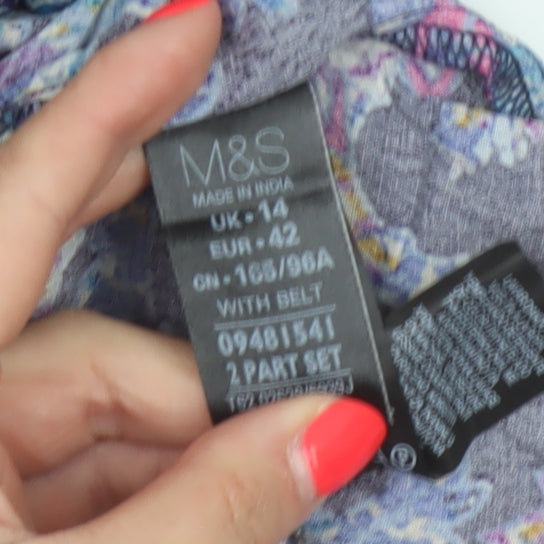 Marks and Spencer Women Multicoloured UK 14 Floral Midi Shirt Dress