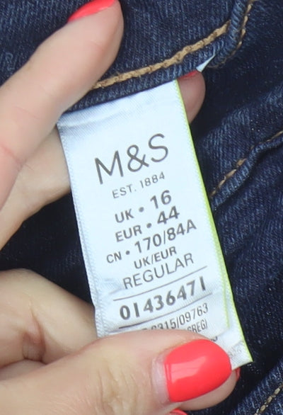 Marks and Spencer Women Blue UK 16 Straight Regular Stretch Jeans