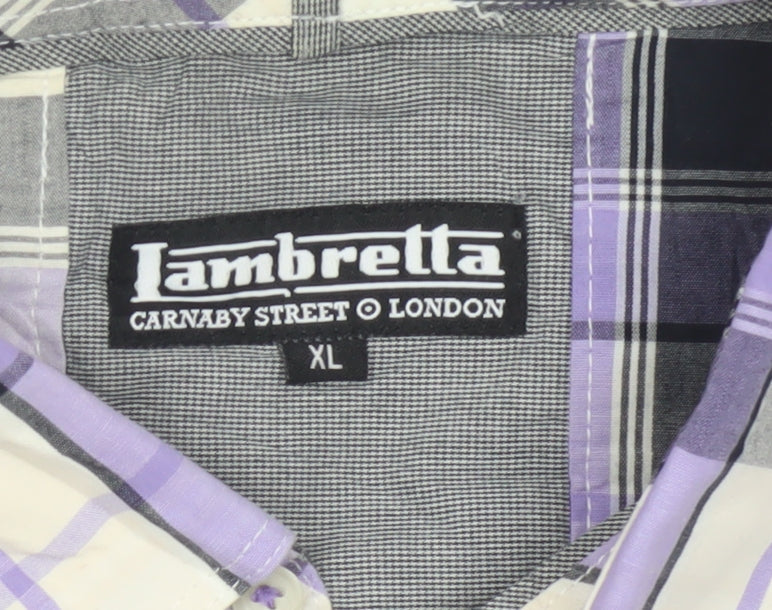 Additional view of Lambretta Men’s XL Purple Plaid Short Sleeve Button-Up Shirt