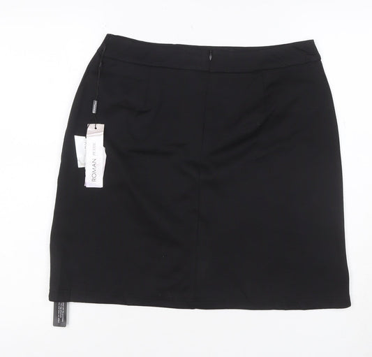 Roman Petite Women Black UK 12 Straight Pencil Knee Skirt NWT